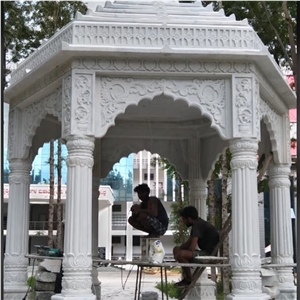 Customized Hand Carved Natural Stone Gazebo For Garden Decor