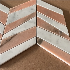 Customized Herringbone Marble Mosaic Tiles For Home Wall