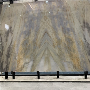 Golden Macaubas Quartzite Bookmatch Slabs For Background