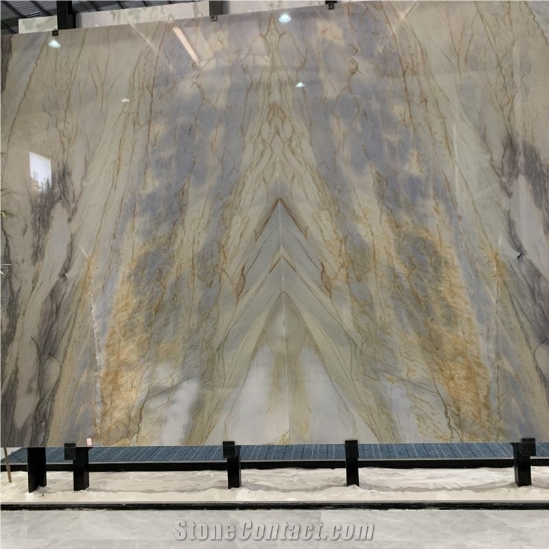Golden Macaubas Quartzite Bookmatch Slabs For Background