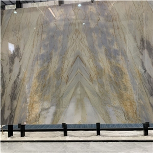 Golden Macaubas Quartzite Bookmatch Slabs For Background
