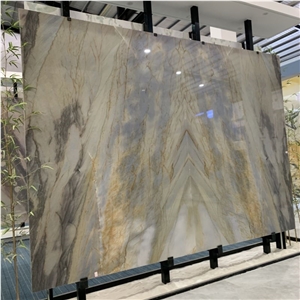 Golden Macaubas Quartzite Bookmatch Slabs For Background