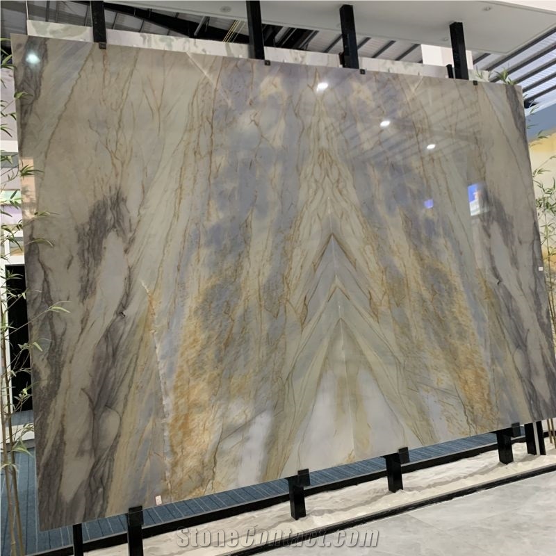 Golden Macaubas Quartzite Bookmatch Slabs For Background