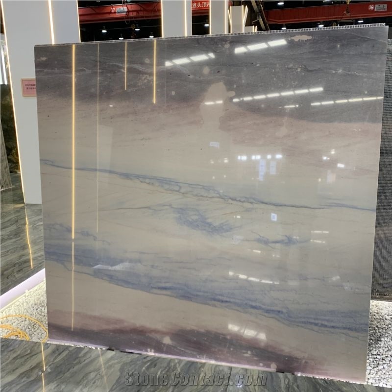 Good Quality Ocean Blue Quartzite Slab For Villa Hotel Decor