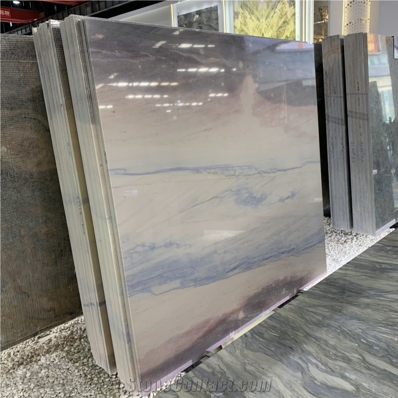Good Quality Ocean Blue Quartzite Slab For Villa Hotel Decor