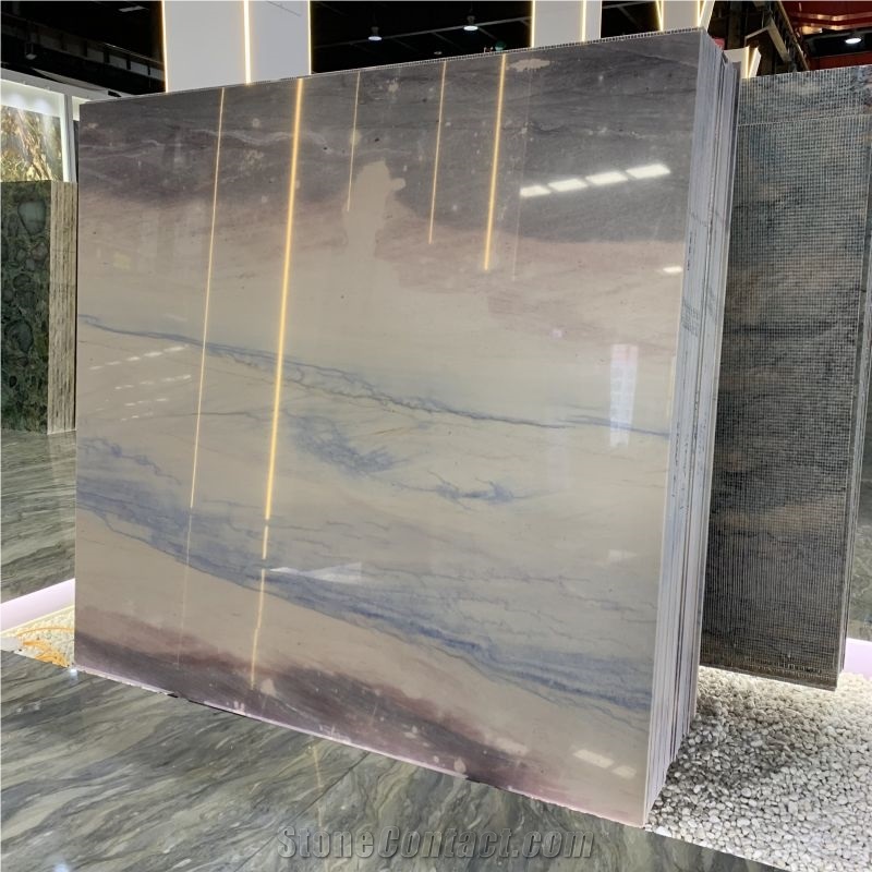 Good Quality Ocean Blue Quartzite Slab For Villa Hotel Decor