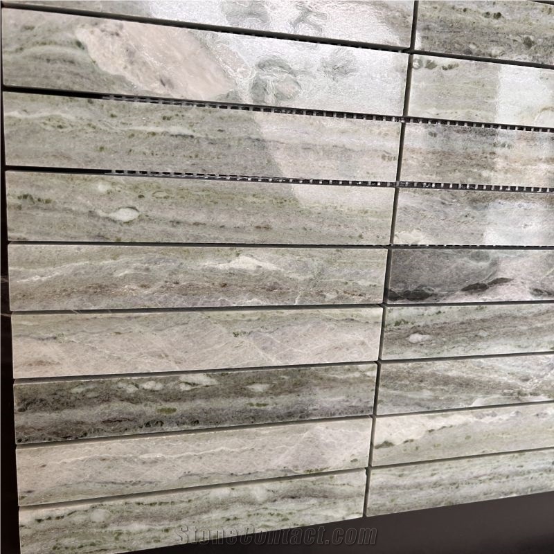Good Quality Rectangle Green Marble Backsplash Mosaic Tiles