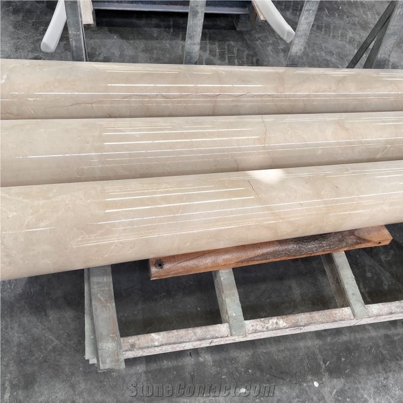 Hand Carved Beige Marble Column Pillars For Garden And Home