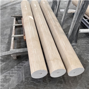 Hand Carved Beige Marble Column Pillars For Garden And Home