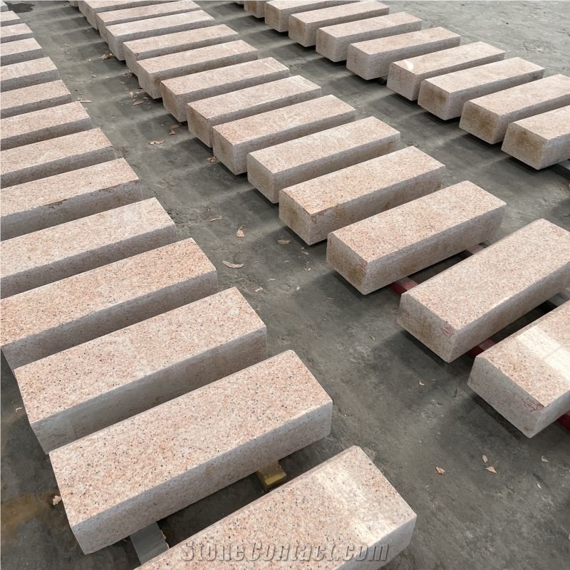 High Quality Customized Size Pink Granite Curbstone