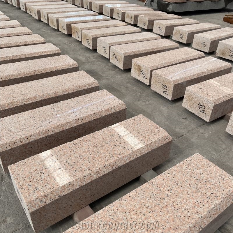 High Quality Customized Size Pink Granite Curbstone