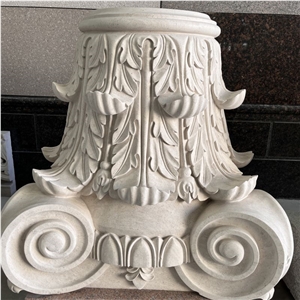 High Quality Hand Carved Limestone Column Capital For Hotel