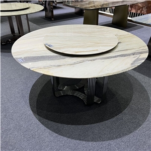 Home Decoration Golden Vein Marble Round Dining Table