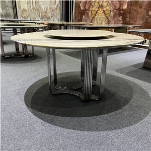 Home Decoration Golden Vein Marble Round Dining Table