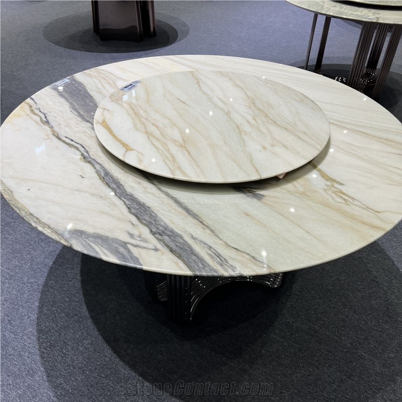 Home Decoration Golden Vein Marble Round Dining Table