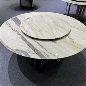 Home Decoration Golden Vein Marble Round Dining Table