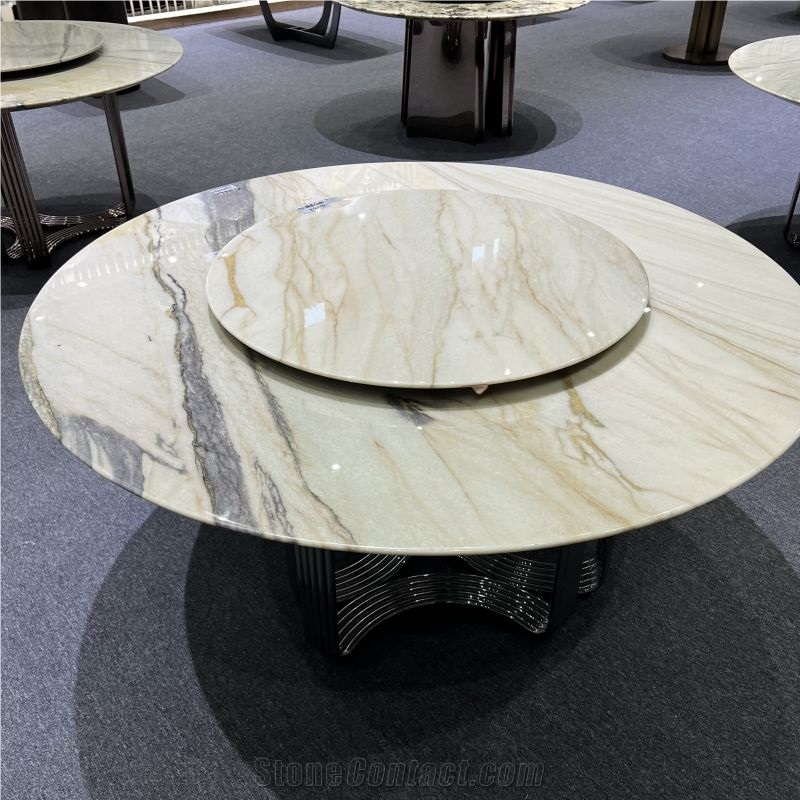 Home Decoration Golden Vein Marble Round Dining Table