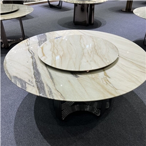 Home Decoration Golden Vein Marble Round Dining Table