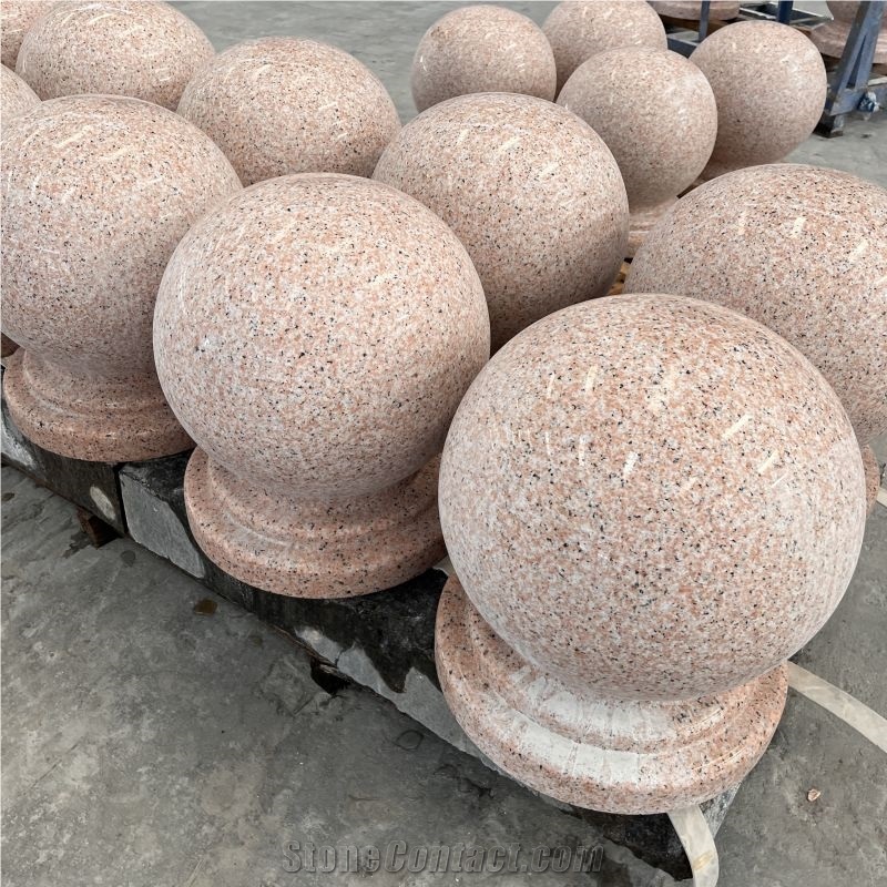 Hot Sale Customized Pink Granite Stone Bollards For Road