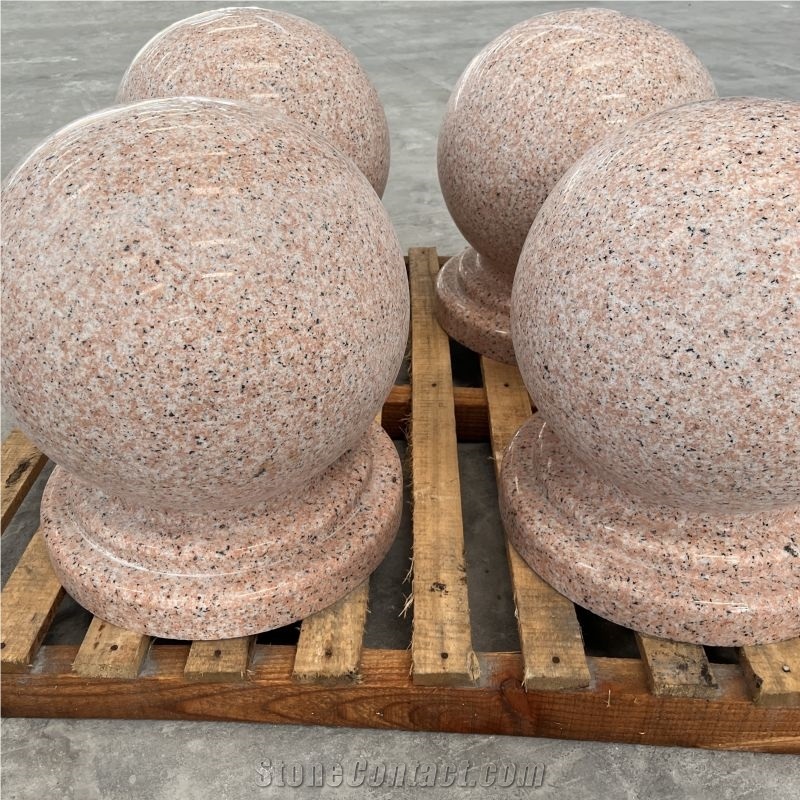 Hot Sale Customized Pink Granite Stone Bollards For Road