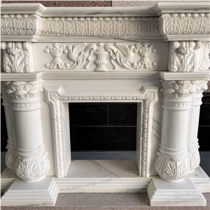 New Design Hand Carved White Marble Fireplace For Home Decor