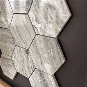 New Design Hexagon Green Marble Mosaic Tiles For Wall Design