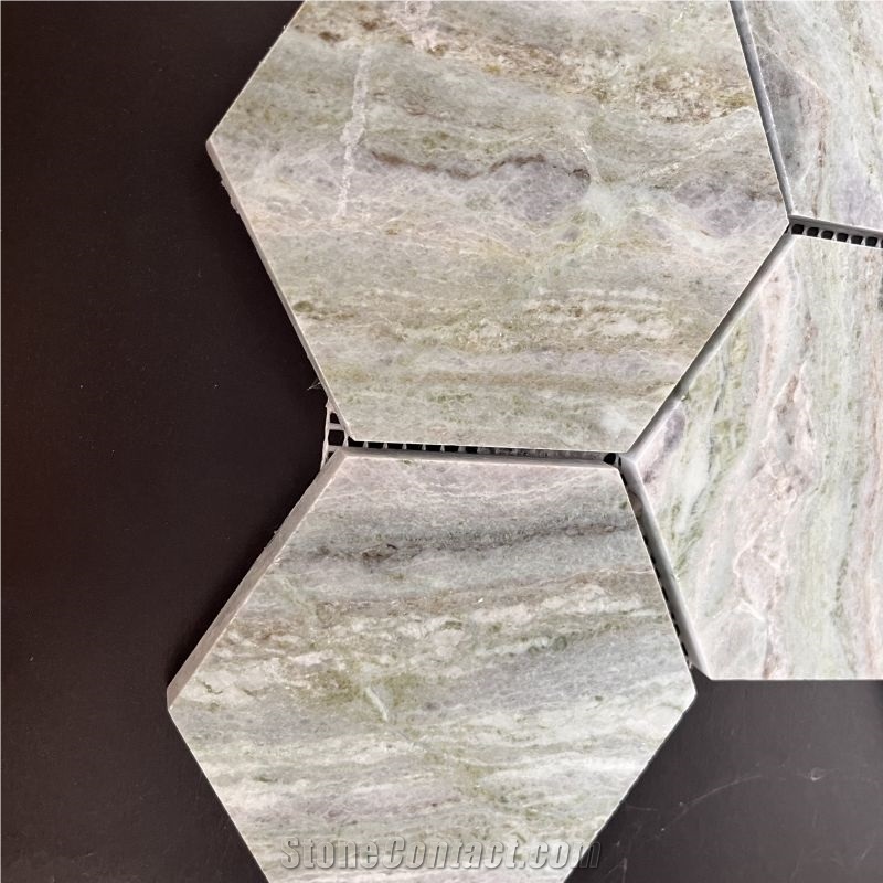 New Design Hexagon Green Marble Mosaic Tiles For Wall Design
