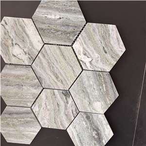 New Design Hexagon Green Marble Mosaic Tiles For Wall Design