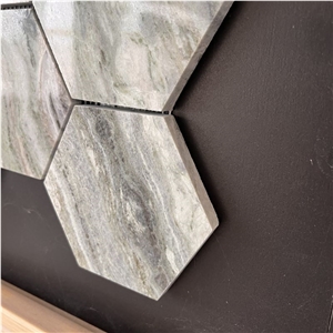 New Design Hexagon Green Marble Mosaic Tiles For Wall Design
