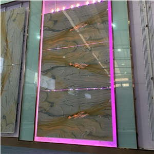 Polished Bookmatch Macaubas Gold Quartzite Slabs For Wall