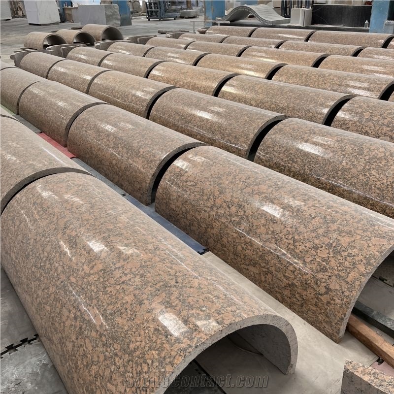 Polished Customized Red Granite Hollow Column For Home Decor