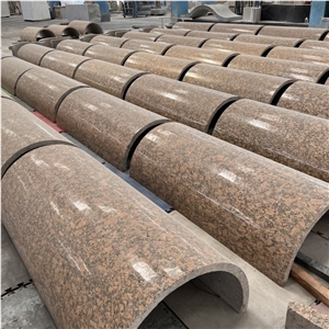 Polished Customized Red Granite Hollow Column For Home Decor