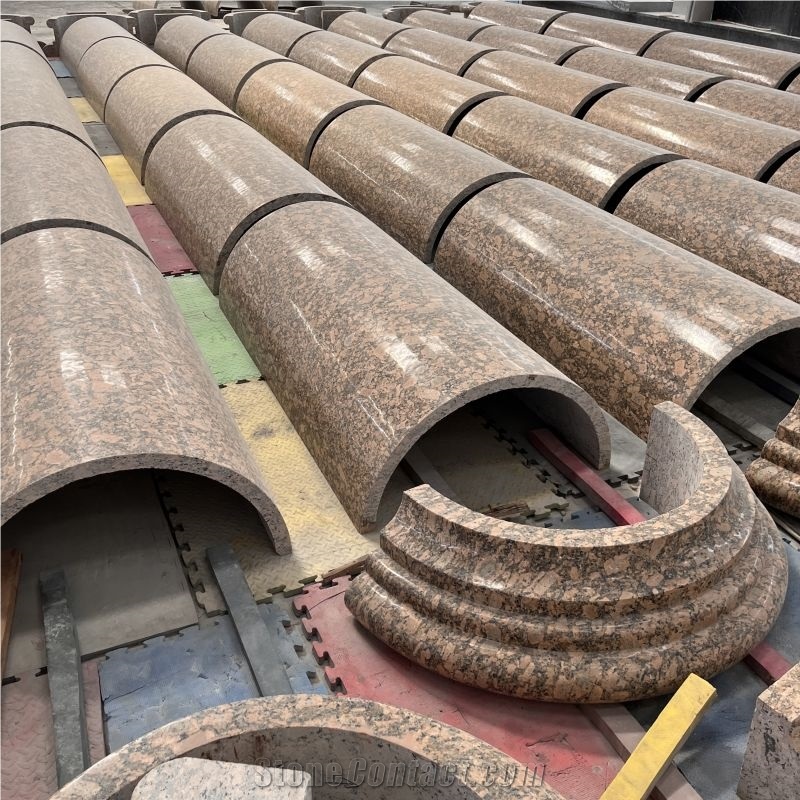 Polished Customized Red Granite Hollow Column For Home Decor