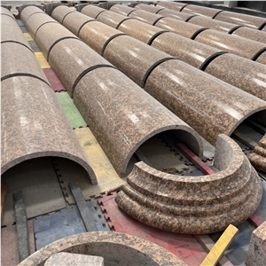 Polished Customized Red Granite Hollow Column For Home Decor