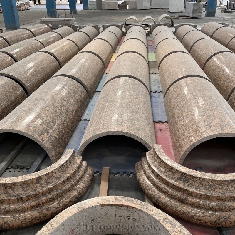 Polished Customized Red Granite Hollow Column For Home Decor