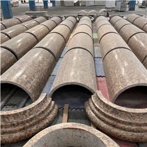 Polished Customized Red Granite Hollow Column For Home Decor