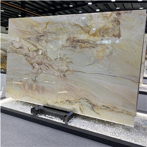 Polished Golden Macaubas Quartzite Slabs For Wall Tiles