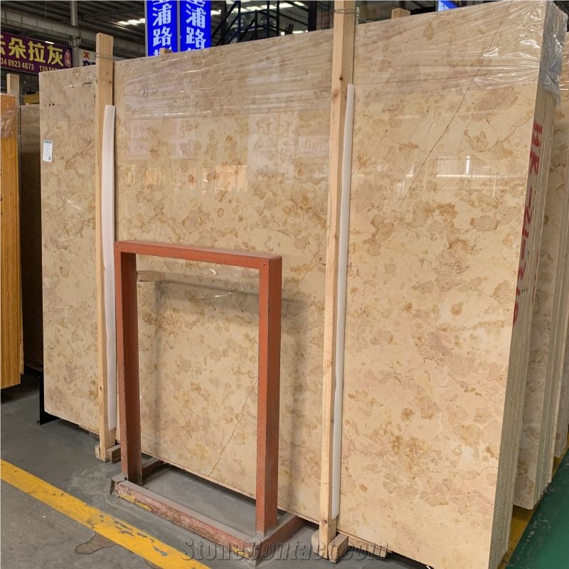 Polished Golden Rose Beige Marble Slab For Floor & Wall Tile