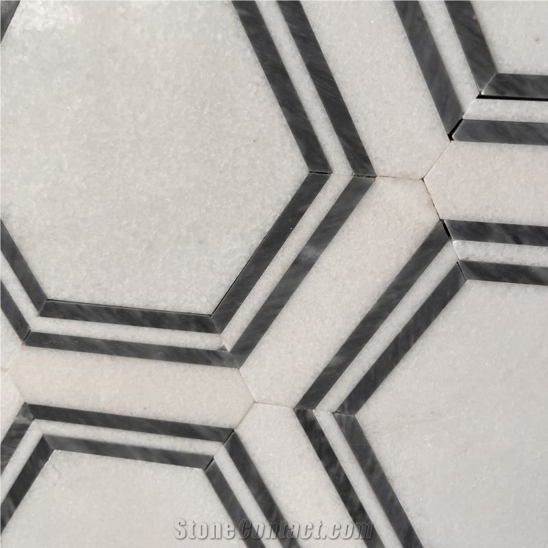 Polished New Design Hexagon Marble Mosaic Wall Tile For Sale