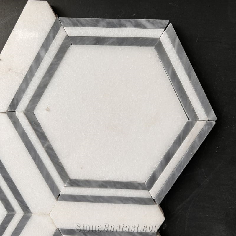 Polished New Design Hexagon Marble Mosaic Wall Tile For Sale