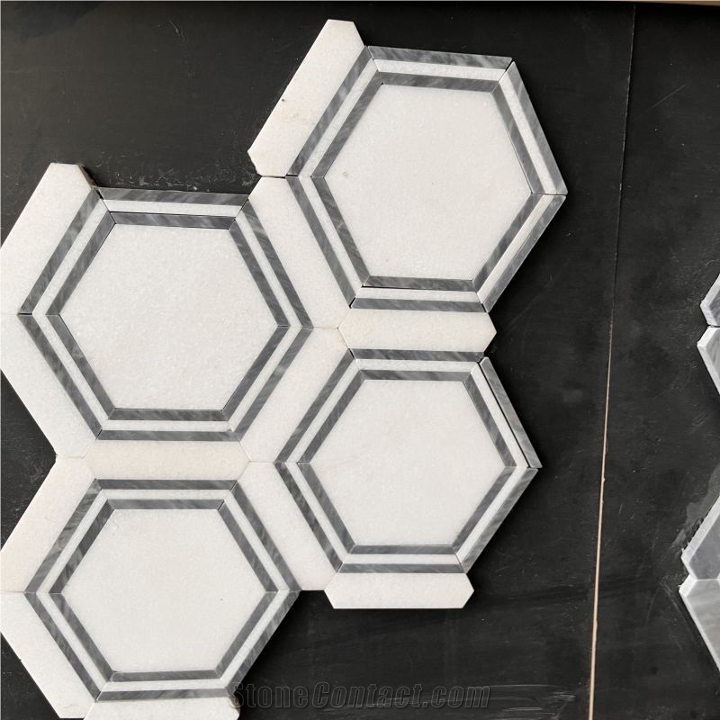 Polished New Design Hexagon Marble Mosaic Wall Tile For Sale