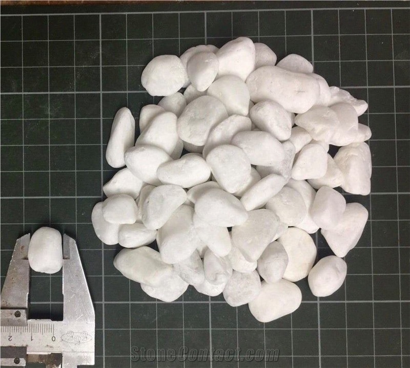 Tumbled Snow White Pebble Marble