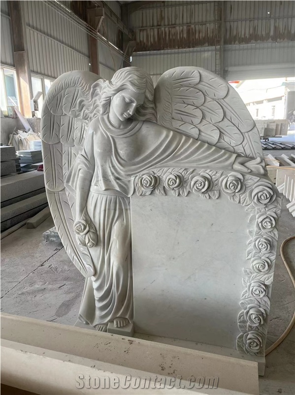 Carving Angel Holding Heart Granite Tombstone G603 Monument