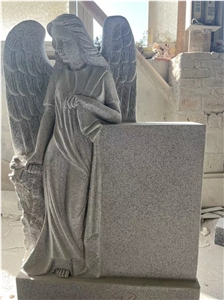 Carving Angel Holding Heart Granite Tombstone G603 Monument
