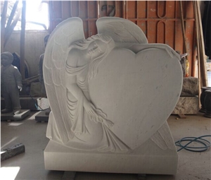 Carving Angel Holding Heart Granite Tombstone G603 Monument