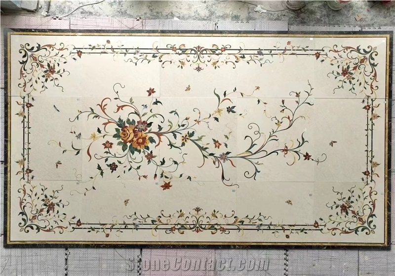 China Modern Design Marble Lobby Floor Waterjet Medallions
