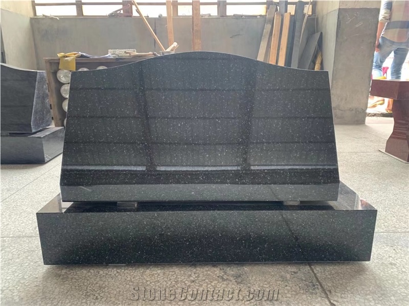 Double Heart Anges Upright Absolute Black Granite Monument