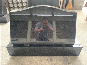 Double Heart Anges Upright Absolute Black Granite Monument