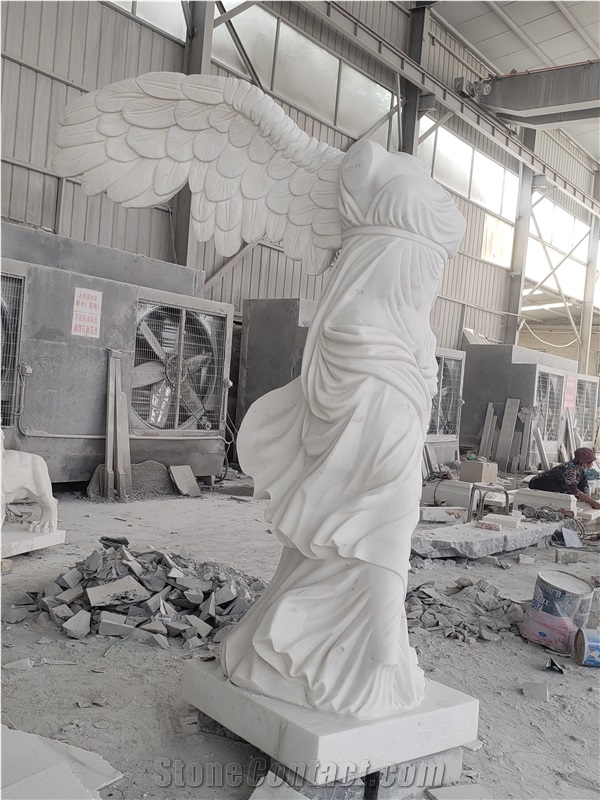 Large Marble Statue Stone White Jade Angel Garden Sculpture