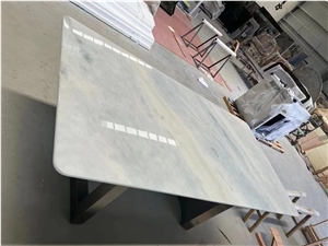 Lux Marble Blue Cristalita Dining Table Top With Metal Base
